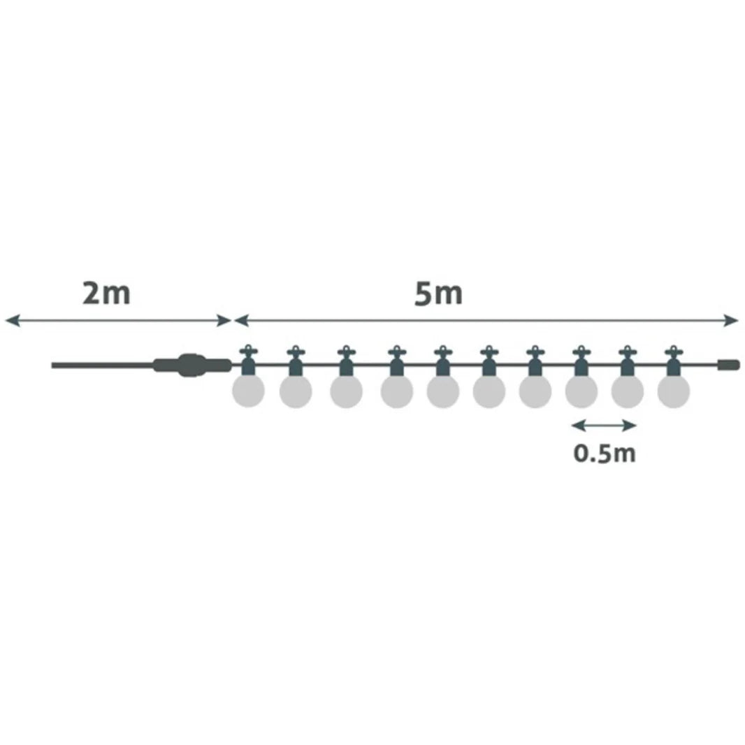 Cadena de luces para exteriores Avide, AOS10LE27-WW-3AA, 5 m WW, excepto 3 x AA