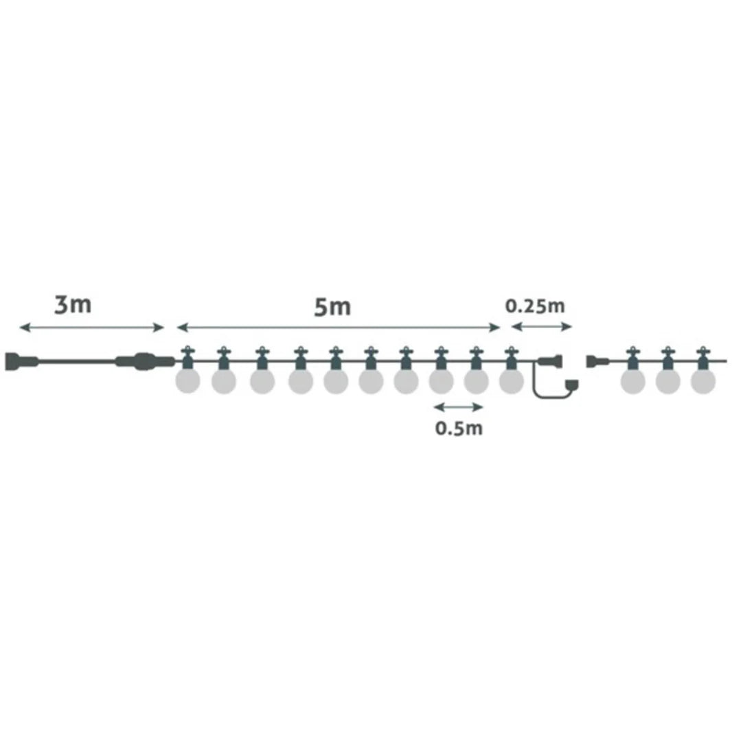Cadena de luces para exteriores Avide, AOS10LE40BRL-WW, 5m WW extendible