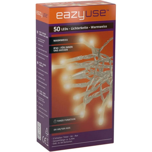 EazyUse Cadena de luces 50 DL-H002EZU IP 44, blanco cálido