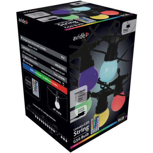 Cadena de luces para exteriores Avide, AOS10LE40LR, 5m RGB - ampliable